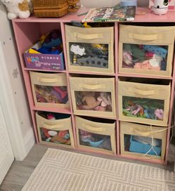 Pink wooden cubby