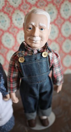 Old Man and Old Woman Porcelain Artistry Dolls (a pair) ..