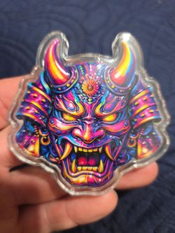 5 oz .999 Fine Copper Hannya Mask Round Colorized Art Piece with Capsule