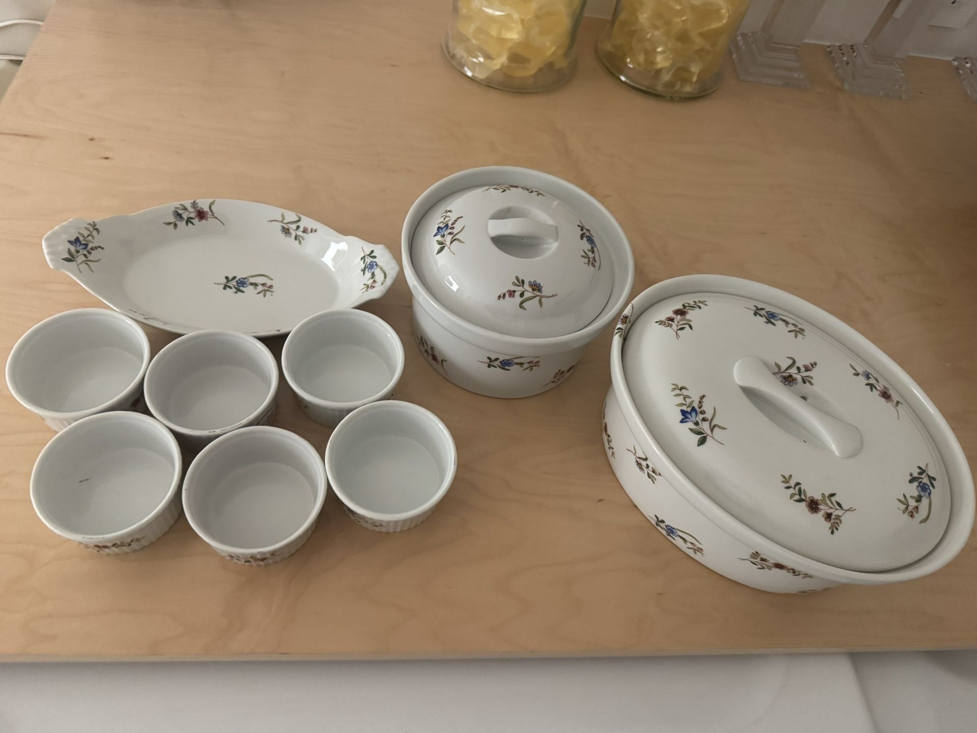 Serving set hand painted in USA