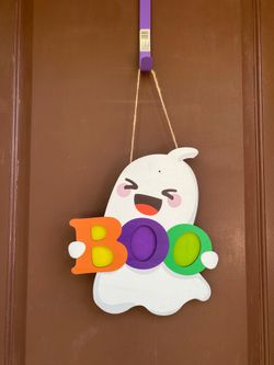 Halloween Ghost Hanging Wooden Light up Sign