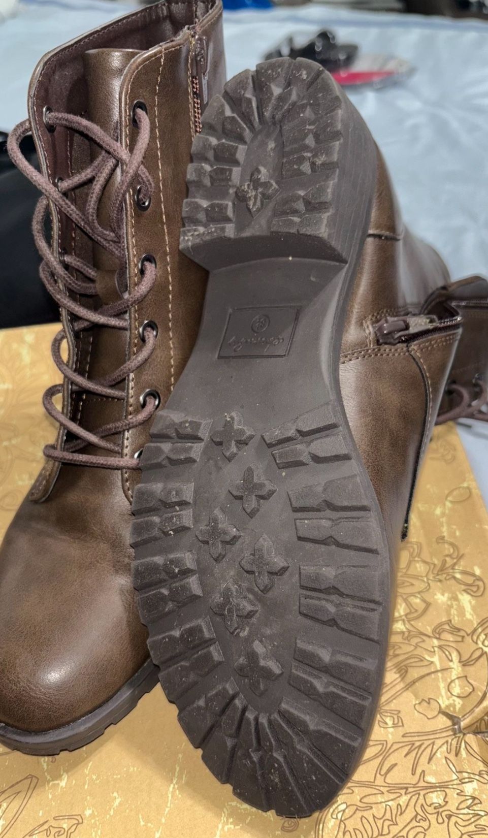 Lace Up Brown Leather Boots