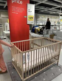IKEA crib nature wood solid beech sturdy
