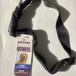 Petmate black 2 ply Nylon quick clip Adjustable Dog Collar adjust from 16”-26”