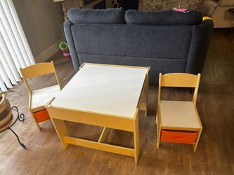 Kids Table and 2 Chairs Set with Storage