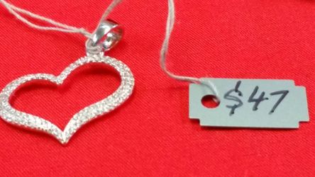 .925 sterling silver heart pendant only with CZ diamond