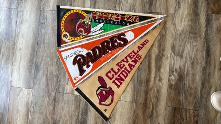 Assorted Pennants Washington Redskins Cleveland Indians San Diego Padres
