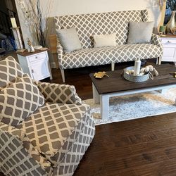 Modern Sofa & Rocking Chair Set Neutral Upholstered MUST SELL