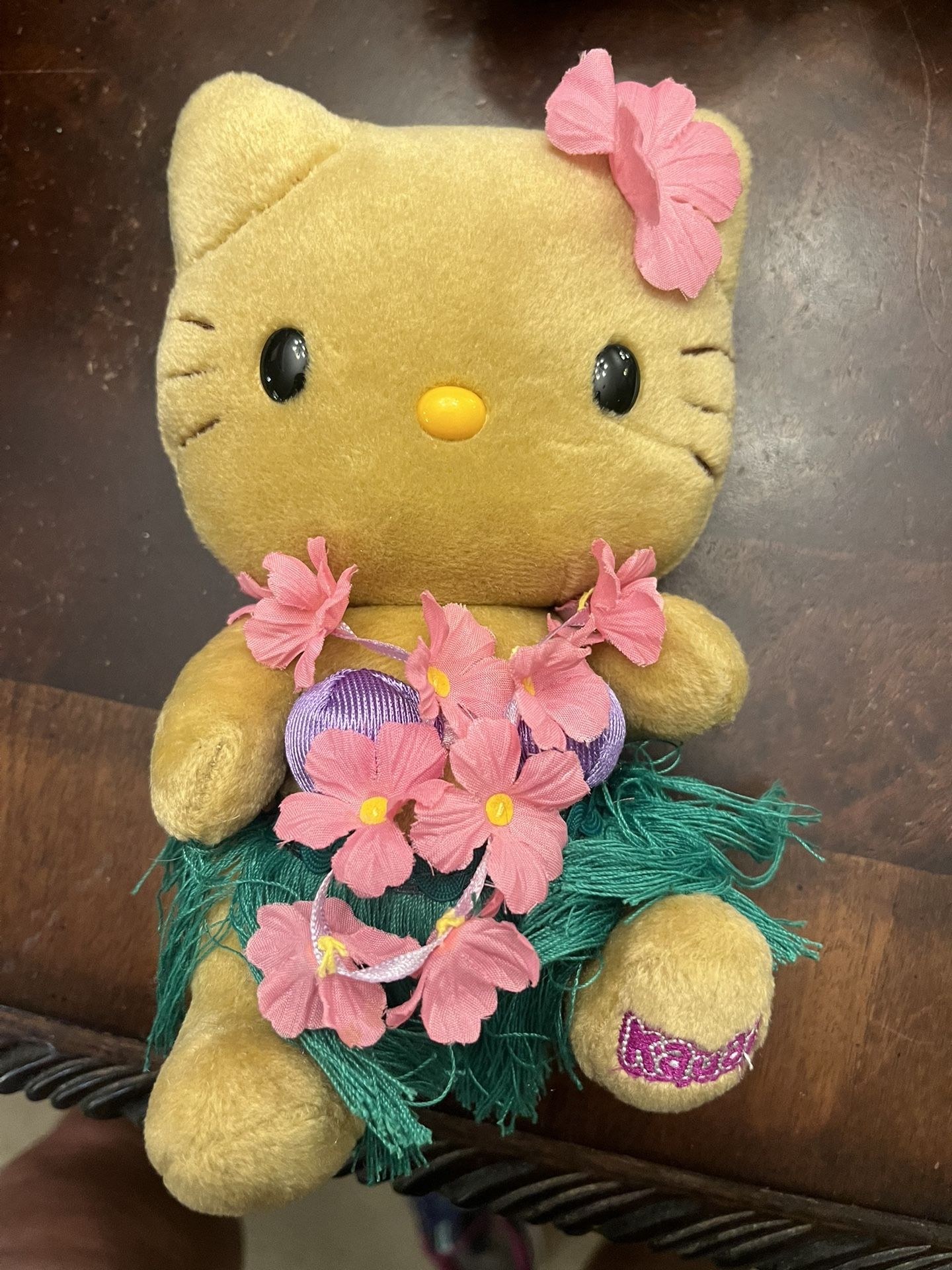 HELLO KITTY SANRIO TAN 7.5” HAWAII ARTICULATED STUFFED ANIMAL TOY-RARE