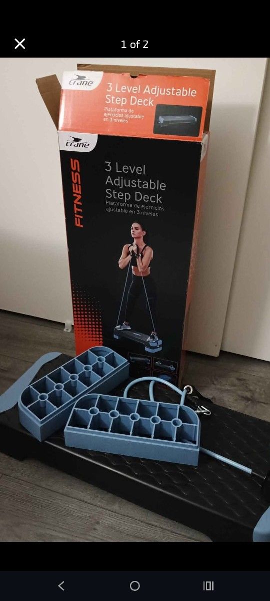 Exercise Gym Workout Adjustable Step Deck With Rubber Platform Elastic Band