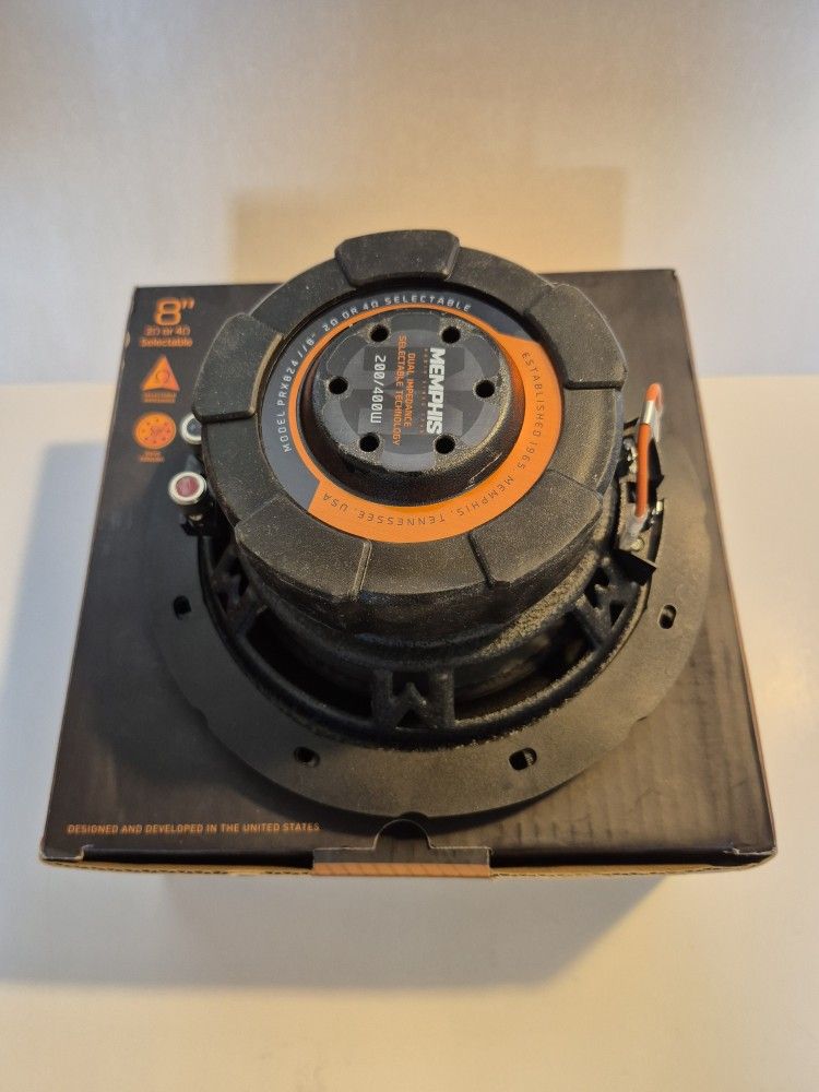 MEMPHIS (1) 8 INCH 2 OR 4 OHM SELECTABLE VOICE COIL CAR SUBWOOFER ( BRAND NEW PRICE IS LOWEST INSTALL NOT AVAILABLE )