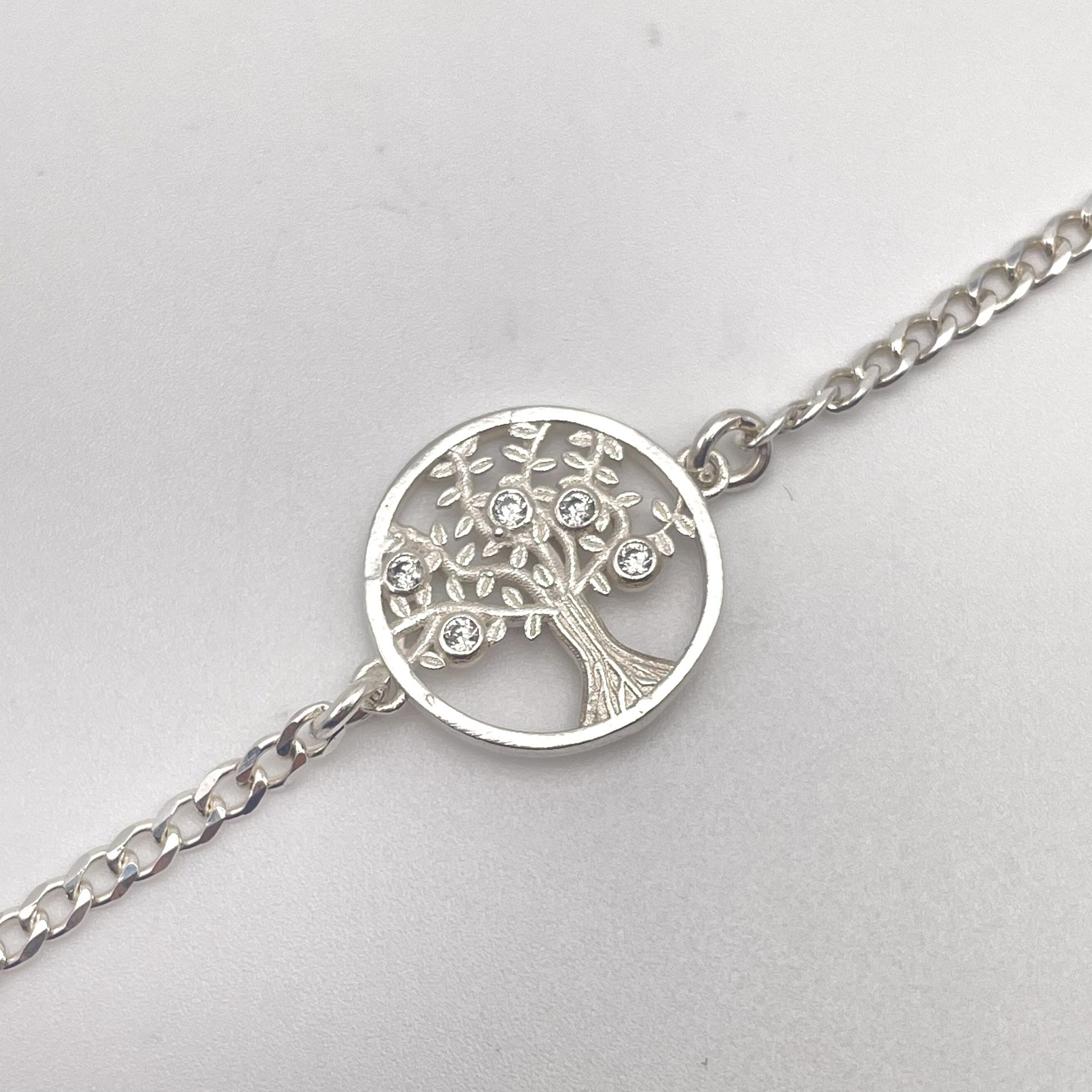 Solid 925 Sterling Silver Tree of Life 7.5 inch Bracelet