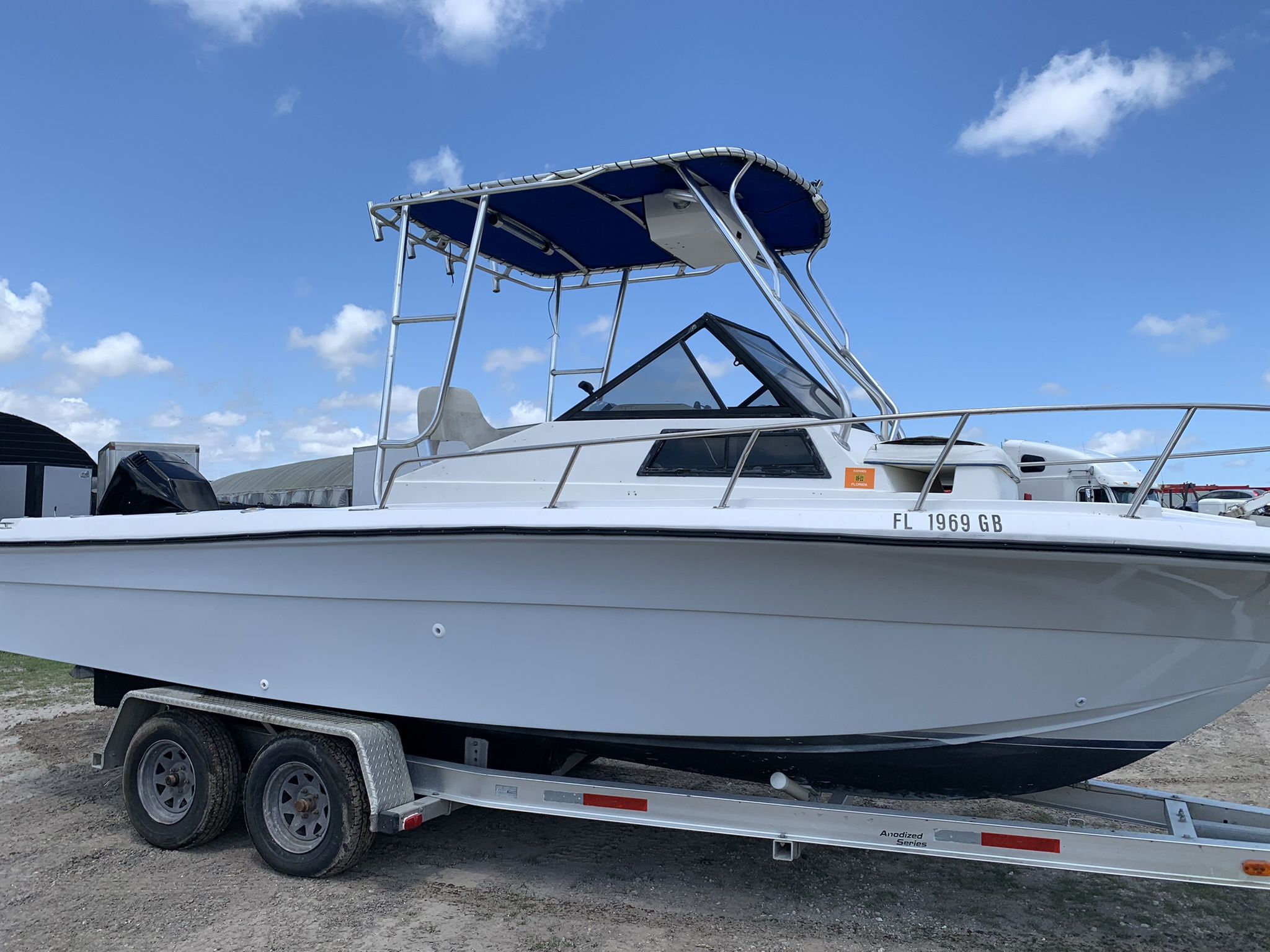 Angler Boat Year 1988 - Fiberglass Freshly Painted  Cabin Mercury 150hp Motor 