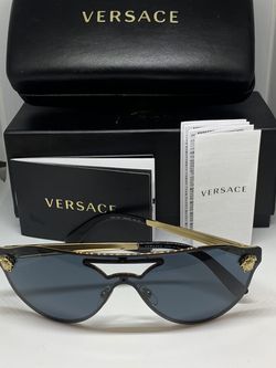 VERSACE VE2161 100287 Gold Gray 42 mm Women's Sunglasses