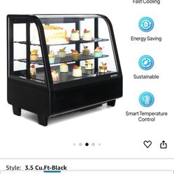 ROVSUN 3.5 Cu.Ft Commercial Display Refrigerator ETL NSF Certified, Refrigerator Display Case Countertop Pastry Display Case w/LED Air-cooling Automat