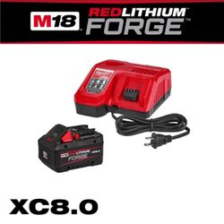 Milwaukee M18 REDLITHIUM FORGE XC 8.0 Ah Battery Starter Kit w/ Rapid Charger