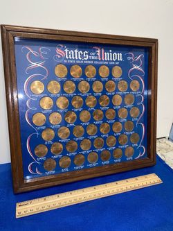 Vintage 1969 Shell Oil Co. States of the Union 50 State Bronze Coin Set