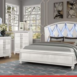 New Queen White LED Bedroom 4 Pc Set K Furniture And More 5513 8th Street W Suite 10 Lehigh 