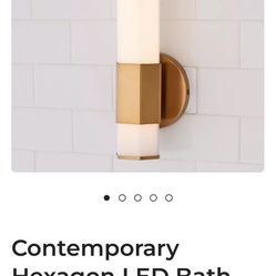 New Contemporary 14in Hexagon Brushed Gold/ Brass Wall Sconces- 4