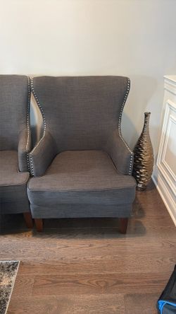 2 charcoal high back comfortable chairs