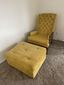 Mid Century Vintage Arm Chair and Ottoman