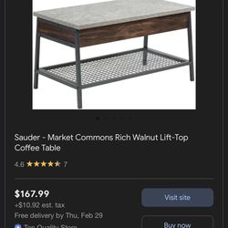 Sauder Market Commons Rich Walnut Lift-Top Coffee Table