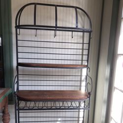 REDUCED - Vintage French Rack With Oak Shelving