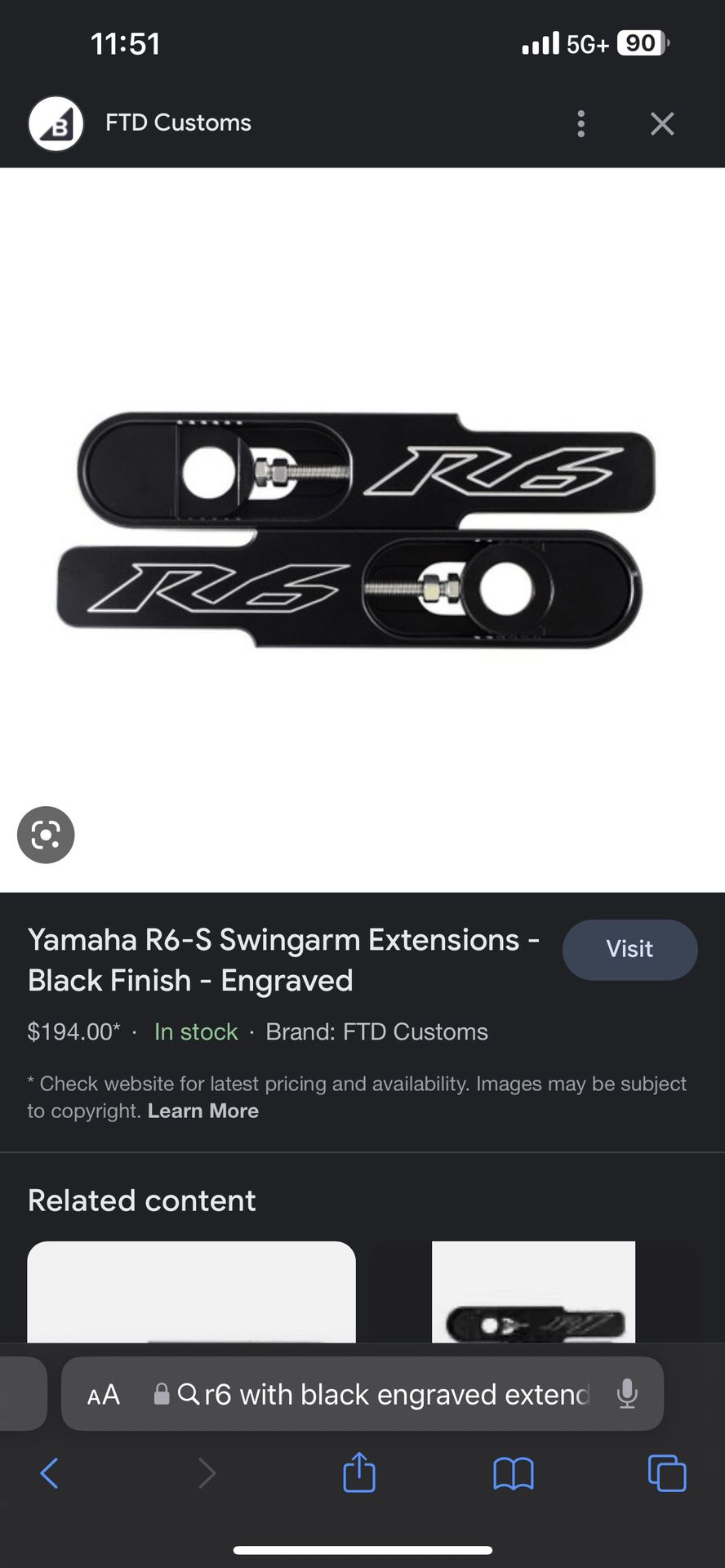 Yamaha R6 Swingarm Extension 