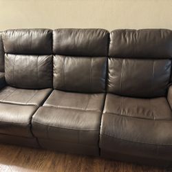 3-Person Reclining Faux Leather Sofa – $75 OBO (Must Go by Saturday!) 🛋️ 🛻