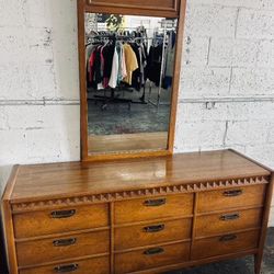 9 Drawer Dresser With Mirror - 64”L x 18.5”W x 32”H