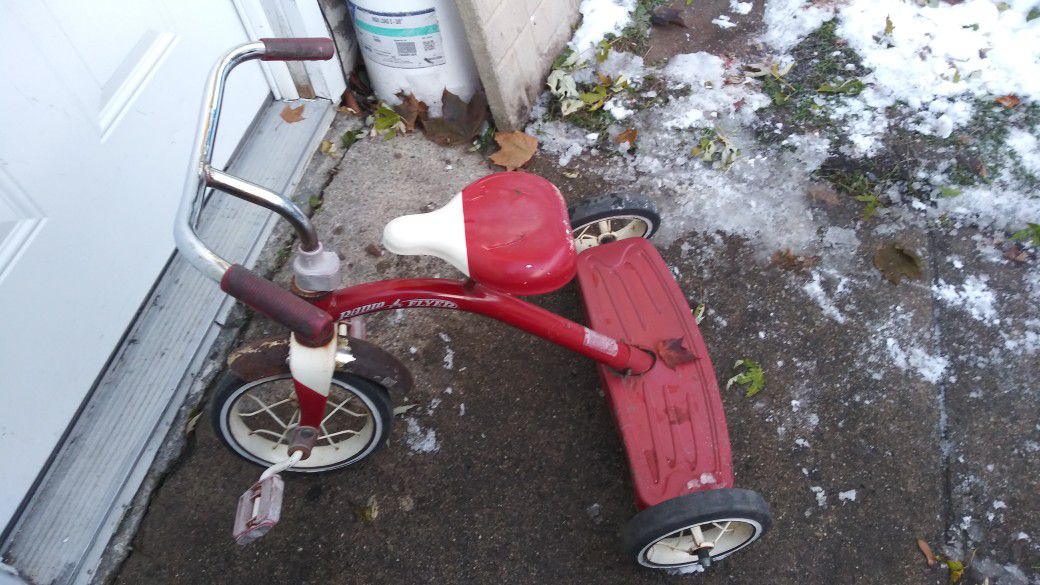 Tricycle Retro Red Radio Flyer Spike Wheels Steel Frame Parts & Repair Only