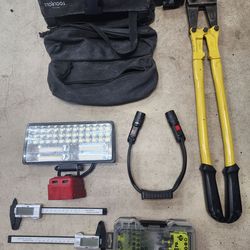 Tool Lot – Bolt Cutters, Ryobi Bits, Lights, Calipers – Bundle Deal