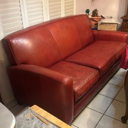 Red Leather Sofa 