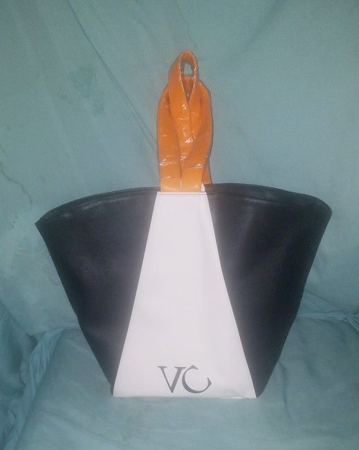 Large Black White Orange Womens Tote Bag VC