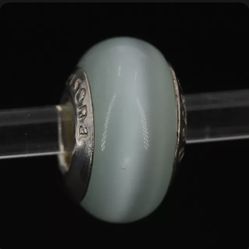 Cats Eye Blue Silver Charm 925