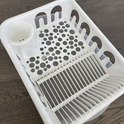 Ikea Flundra Dish Drainer with Tray White Plastic