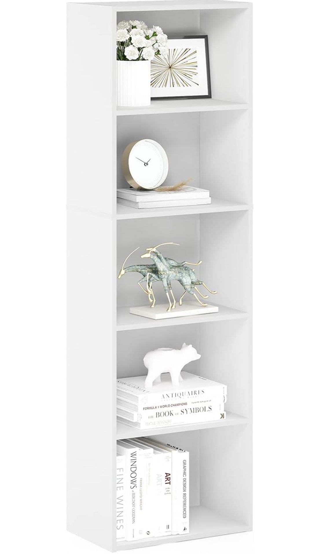 Luder Bookcase / Book / Storage , 5-Tier, White