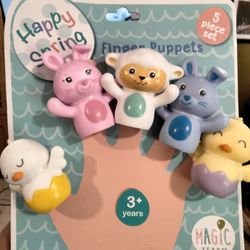 Magic Years Happy Spring Easter Bath Finger Puppets 5 pc Animal Set 3+yrs 