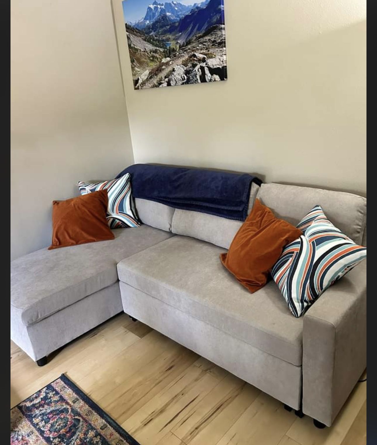 Light Grey Microfiber Sectional Sleeper Sofa Couch