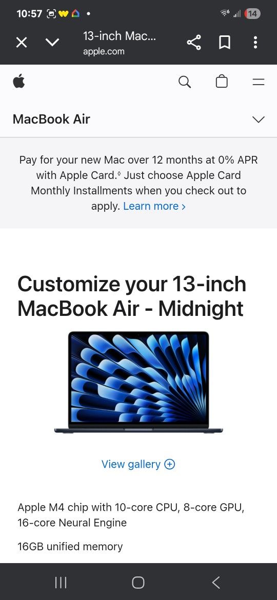 Apple Macbook Air 14inch M4 256gb