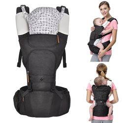 Brand New Baby Carrier with Hip seat for Newborn to Toddler, 8 in 1, Waist & Lumber Support, Breathable Airflow Head Cover, Sleeping Hood, Ergonomic M