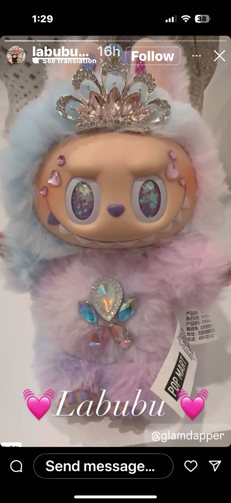 Labubu Exclusive  ‘Luck Rhinestone Big Into Energy