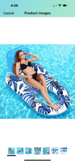 Pool Floats Adult Inflatable Lounger with Backrest and Cup Holders, Large Pool Float Chair for Swimming Pool Beach Lake, Comfortable Water Floaties fo