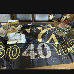 1 backdrop banner, 1 long cheers to 40 years banner