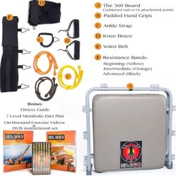 All-in-One Total Body Workout Kit with Fitness/Pilates Board, Resistance Bands & Belt, ON Demand Videos, Fitness & Diet Plans