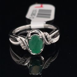925 Silver DGR Emerald Diamond Ring 2.60g Size 7 183360/10