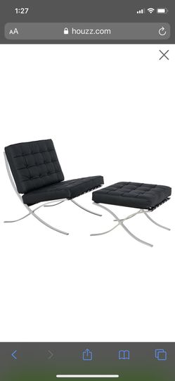 Modern Black Leather Chair and Ottoman
