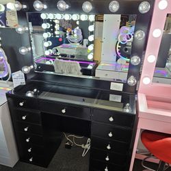 Brand New Vanity Black Counter Height 13 Drawers XL MIRROR $799 FREE STOOL