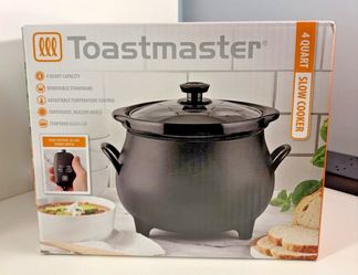 Toastmaster 4 QT Black Cauldron Slow Cooker Removable Crock Glass Lid Halloween