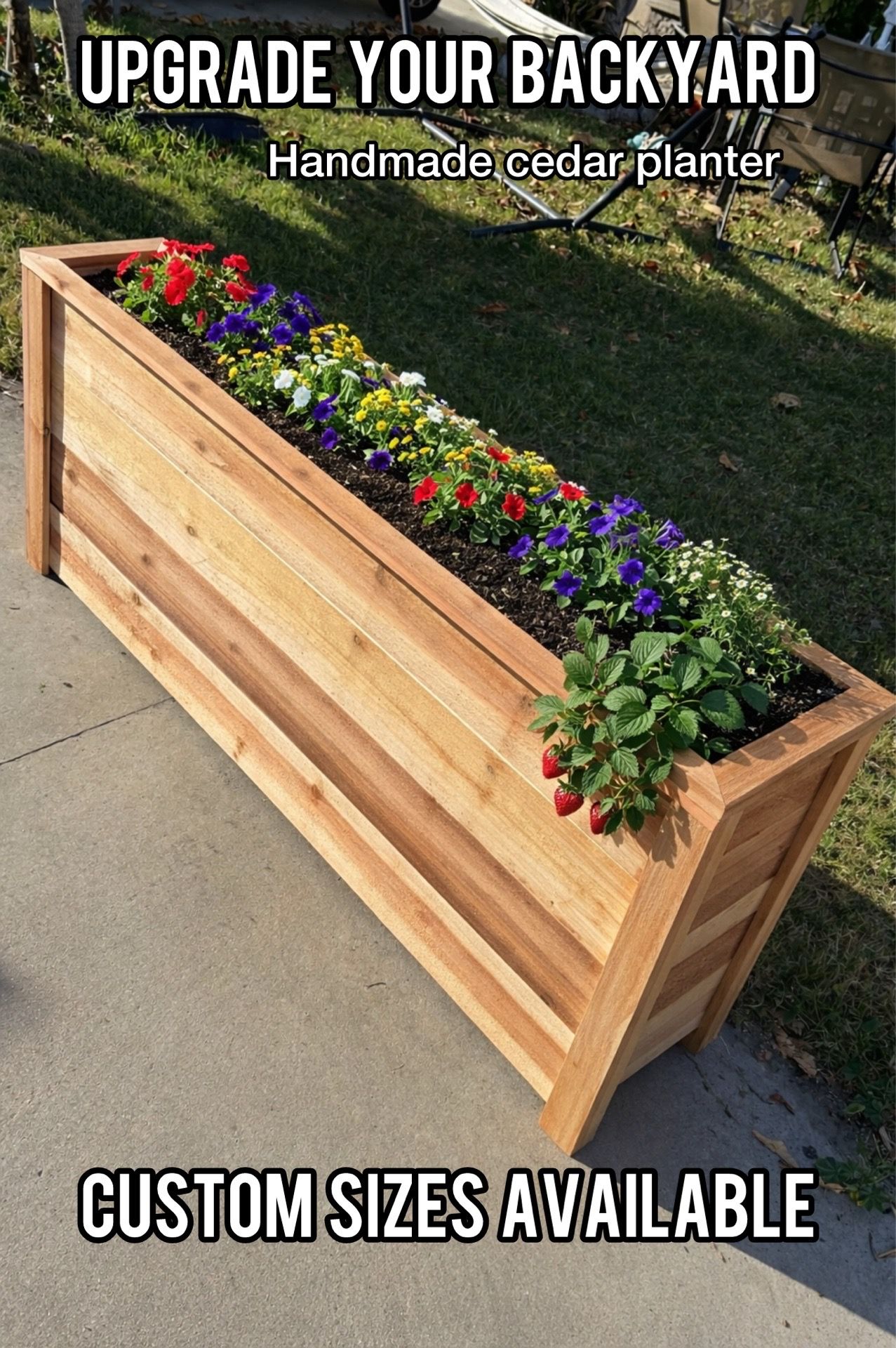 Handmade Cedar Raised Garden Planter Box – 5ft - Custom Dimensions